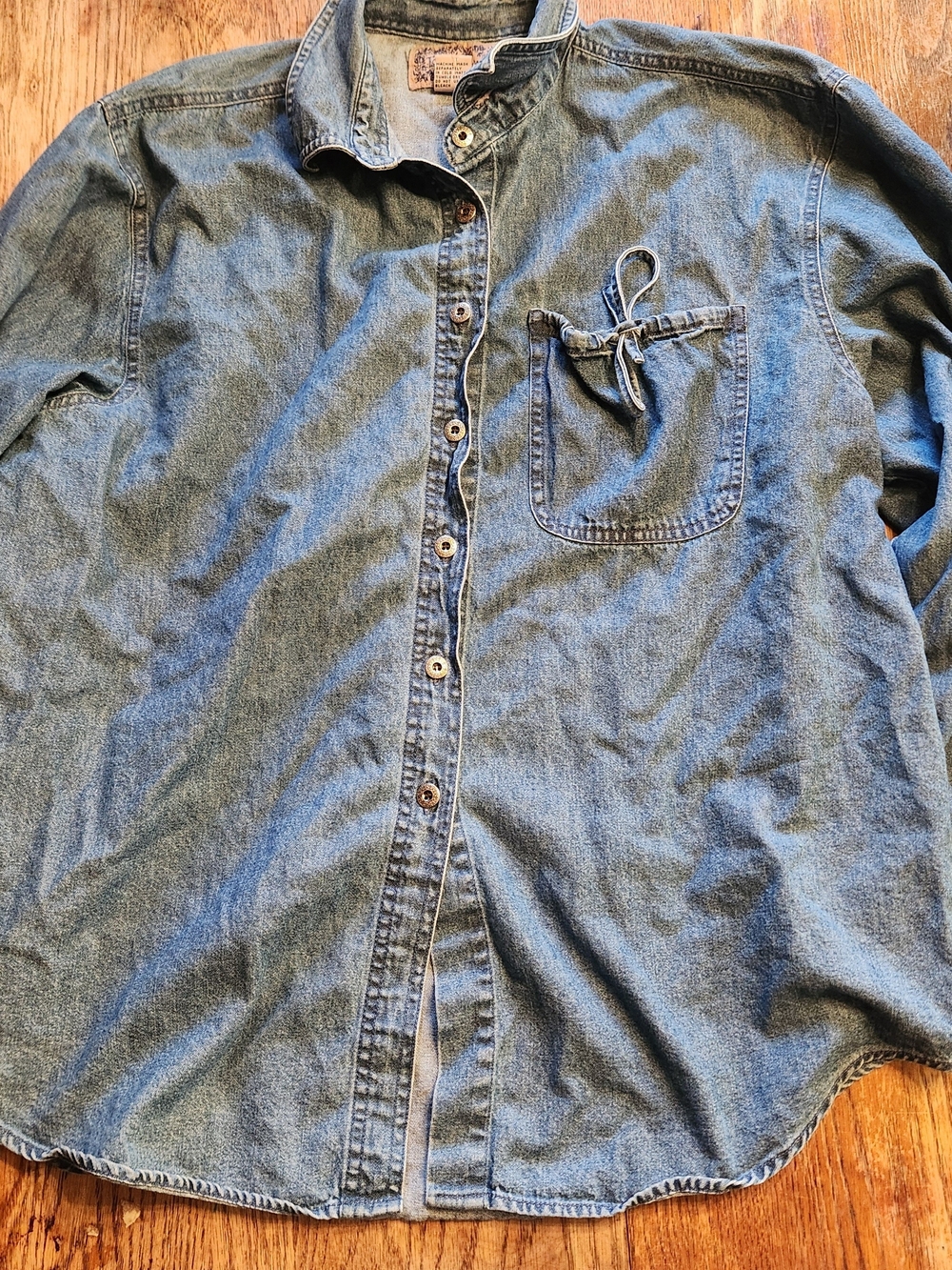 Classic Women's Denim Button-Down Shirt in Light Blue